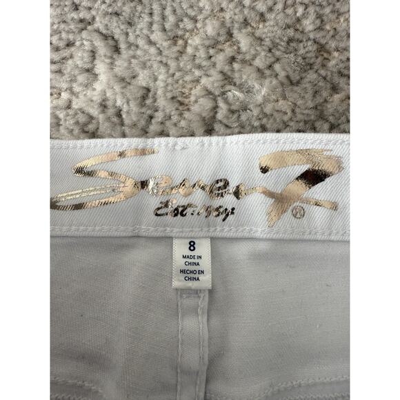 Seven7 Size 8 Breezy Crop Stretch Straight Leg Jeans White Button Zip Pocket - Picture 9 of 12